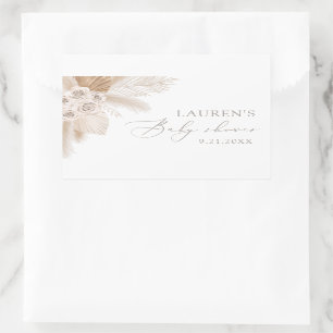 Boho Pampas Grass Baby Shower Rectangular Sticker