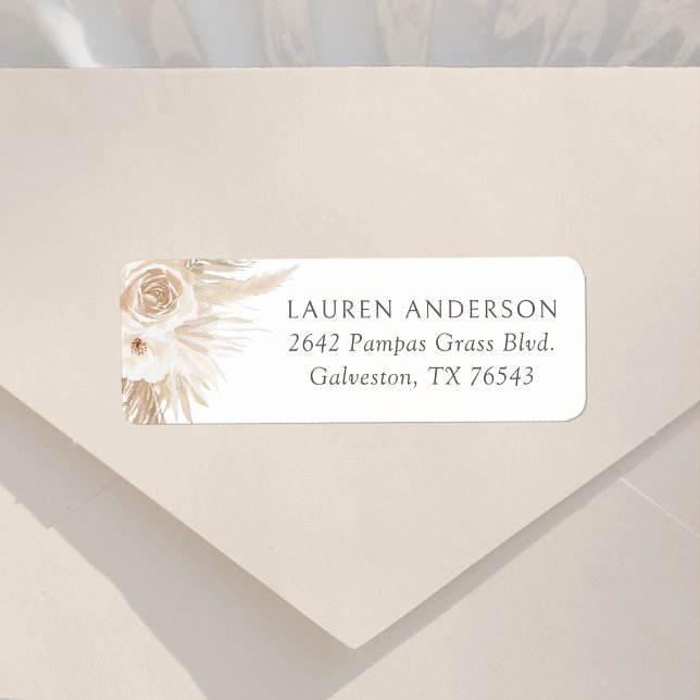  Boho Pampas Grass Baby Shower Return Address Label (Creator Uploaded)