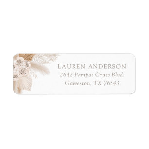  Boho Pampas Grass Baby Shower Return Address Label