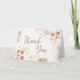 Boho Pampas Grass Baby Shower  Thank You Card