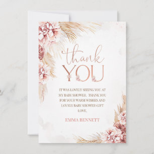 Boho Pampas Grass Baby Shower Thank You Card