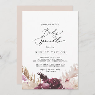 Boho Pampas Grass Baby Sprinkle Invitation