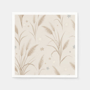 Boho Pampas Grass Beige Brown Star Pattern (2) Napkin