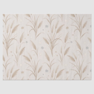Boho Pampas Grass Beige Brown Star Pattern (2) Tissue Paper