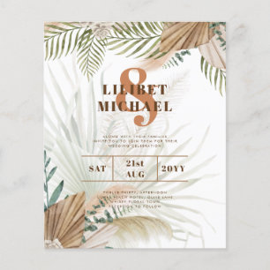 BOHO Pampas Grass Beige Green Terracotta Wedding Flyer