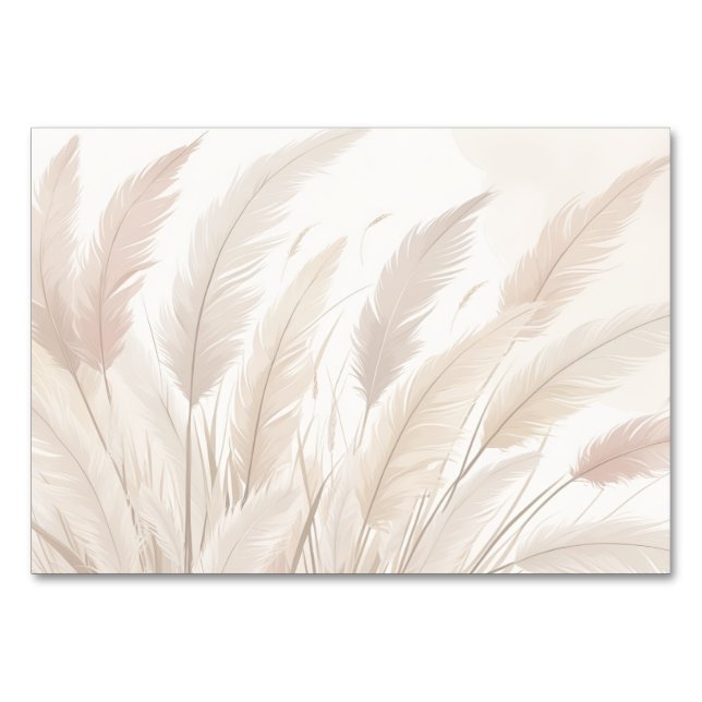 Boho Pampas Grass Blank Wedding Table Number (Front)