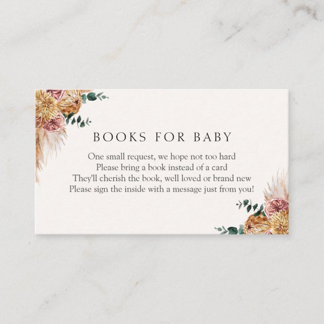 Boho Pampas Grass Books for Baby insert card (Front)
