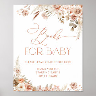 Boho Pampas Grass Books for Baby Poster