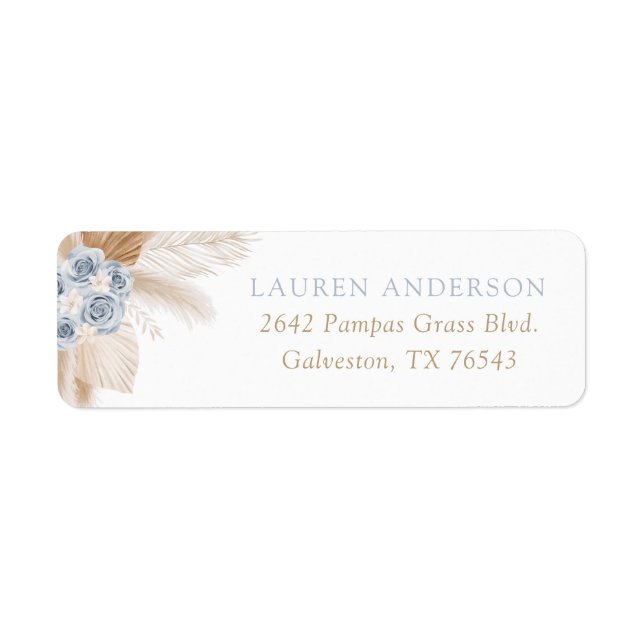  Boho Pampas Grass Boy Baby Shower Return Address Label (Front)