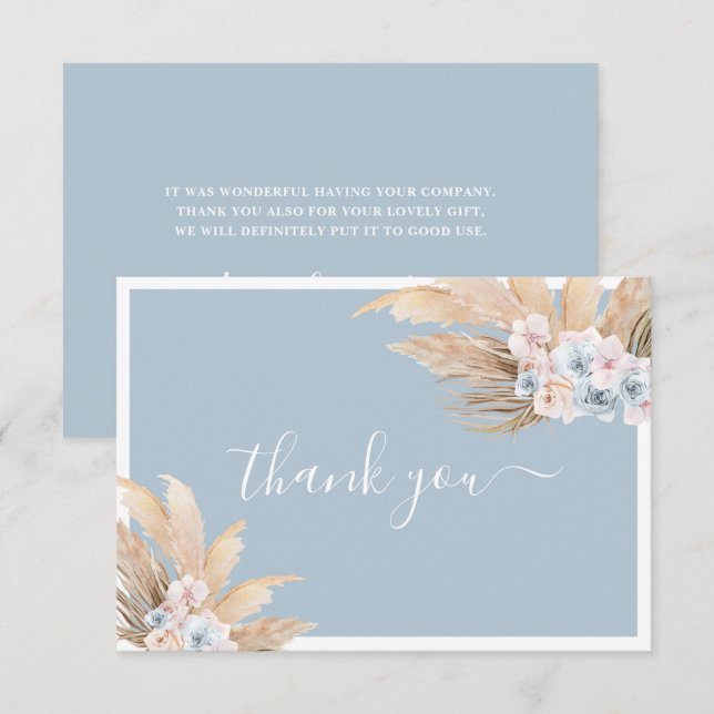 Boho Pampas Grass Boy thank you card (Front/Back)