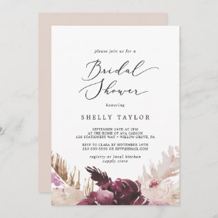 Boho Pampas Grass Bridal Shower Invitation
