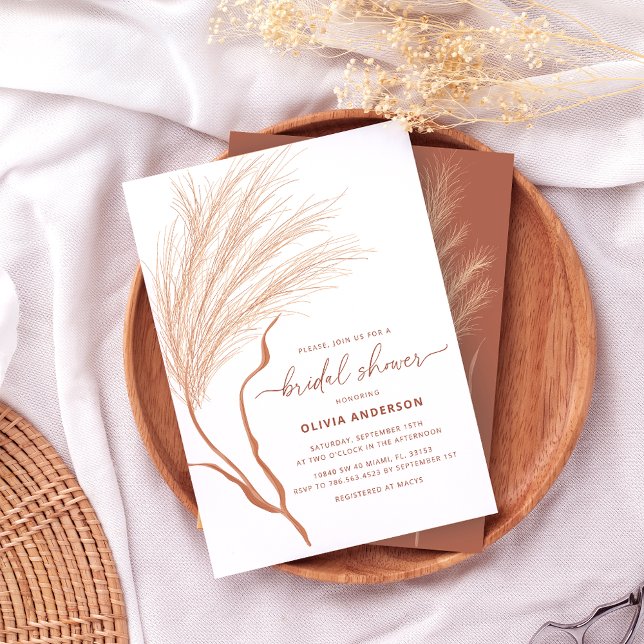 Boho Pampas Grass Bridal Shower Invitation (Creator Uploaded)