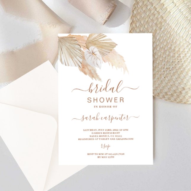 Boho Pampas Grass Bridal Shower invitation (Creator Uploaded)