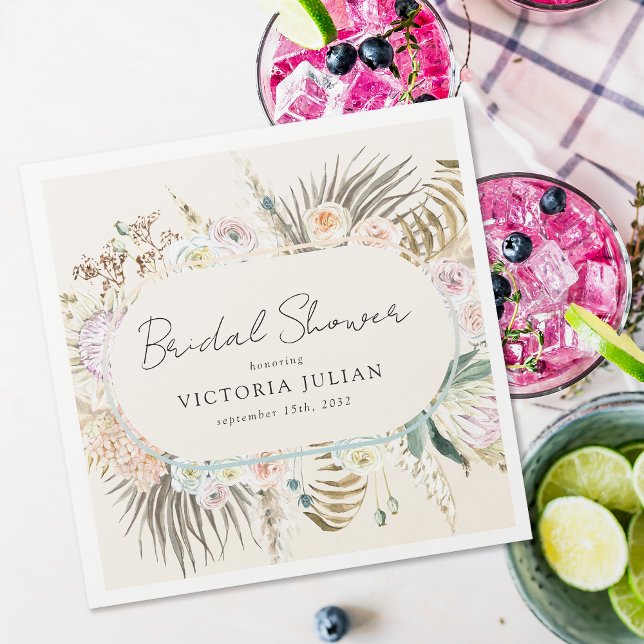 Boho Pampas Grass Bridal Shower  Napkin (Creator Uploaded)