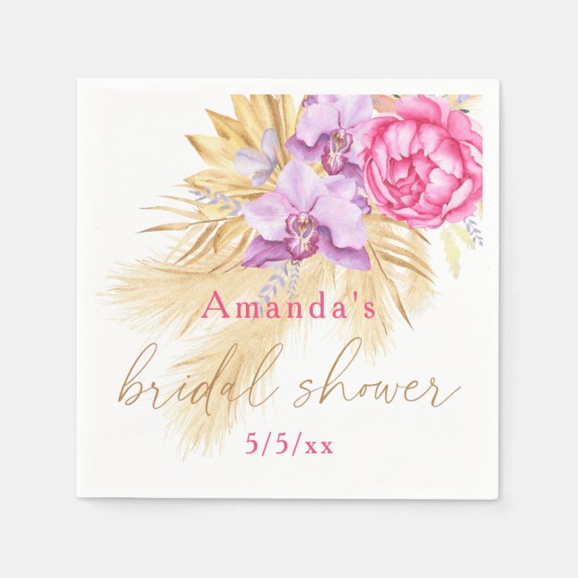 Boho pampas grass - Bridal shower  Napkin (Front)
