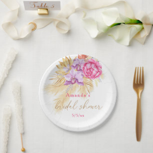 Boho pampas grass - Bridal shower  Paper Plate