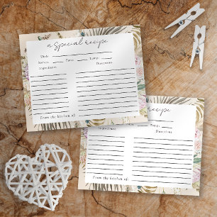 Boho Pampas Grass Bridal Shower Recipe Card