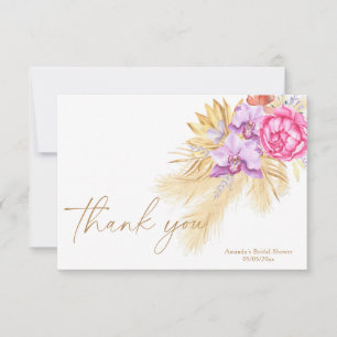 Boho pampas grass - Bridal shower thank you Card