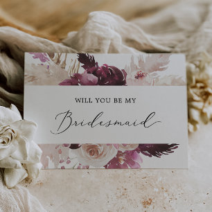 Boho Pampas Grass Bridesmaid Proposal Card