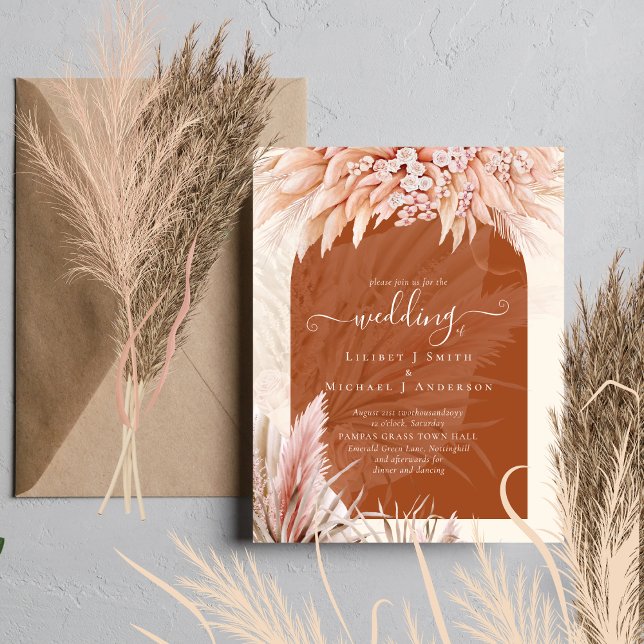 BOHO Pampas Grass Budget Wedding Invitation Flyer (Creator Uploaded)