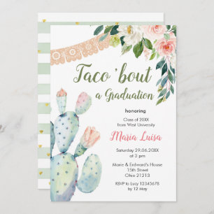 Boho Pampas Grass cactus Taco 'bout a Graduation  Invitation