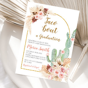 Boho Pampas Grass cactus Taco 'bout a Graduation Invitation