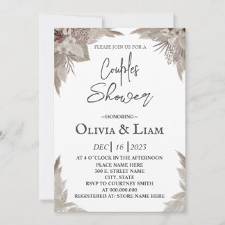 Boho Pampas Grass Couples Shower Invitation