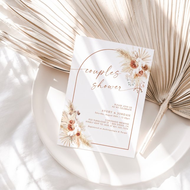 Boho Pampas Grass Couples Shower Invitation (Creator Uploaded)