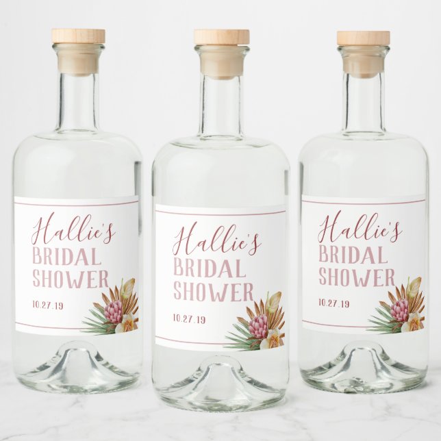 Boho Pampas Grass Custom  Liquor Bottle Label (Bottles)