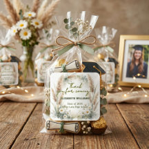 Boho Pampas Grass Daisy Graduation Thank You Favor