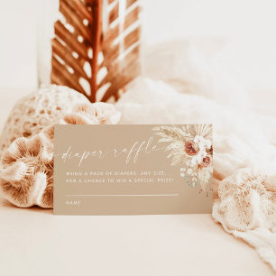 Boho Pampas Grass Diaper Raffle Card