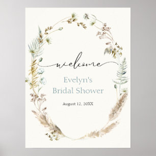 Boho Pampas Grass Dried Bouquet Welcome  Poster