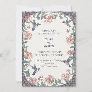 Boho Pampas Grass Dried Floral Wedding Invitation
