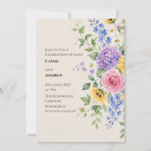 Boho Pampas Grass Dried Floral Wedding Invitation