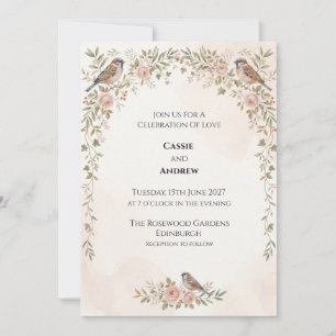 Boho Pampas Grass Dried Floral Wedding Invitation