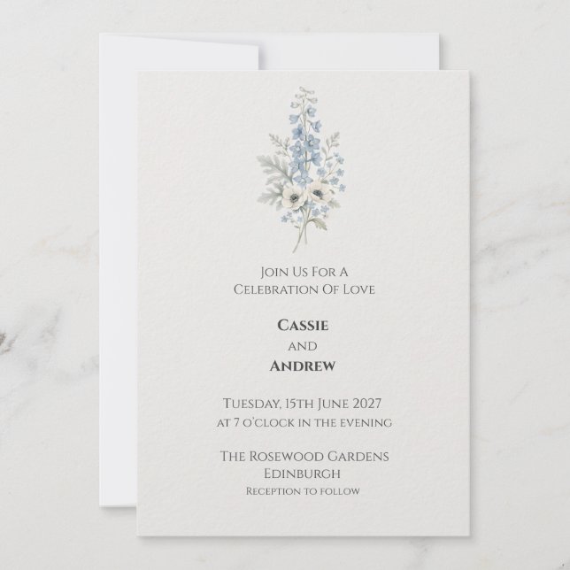 Boho Pampas Grass Dried Floral Wedding Invitation (Front)