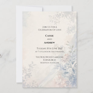 Boho Pampas Grass Dried Floral Wedding Invitation