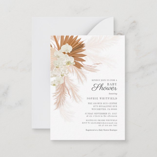 Boho Pampas Grass Floral Baby Shower Invitation (Front)