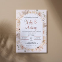 Boho Pampas Grass Floral Border Wedding