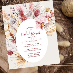 Boho Pampas Grass Floral Bridal Shower Invitation Flyer