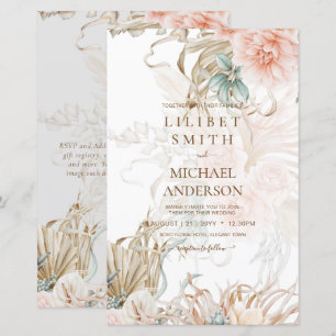BOHO Pampas Grass Floral Coral Sage Wedding