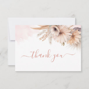 Boho Pampas Grass Floral Desert Baby Shower  Thank You Card