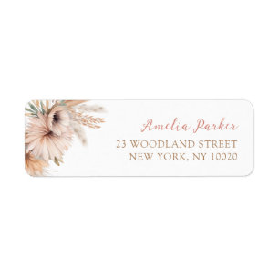 Boho Pampas Grass Floral Desert Return Address Label
