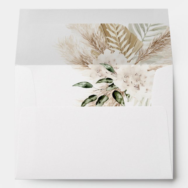 boho pampas grass floral wedding envelope (Back (Bottom))