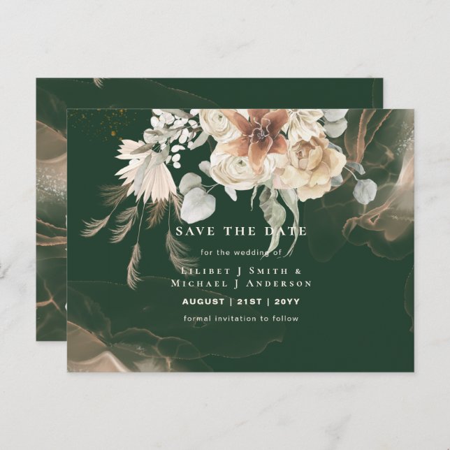 BOHO Pampas Grass Floral Wedding Save The Date Pos Postcard (Front/Back)