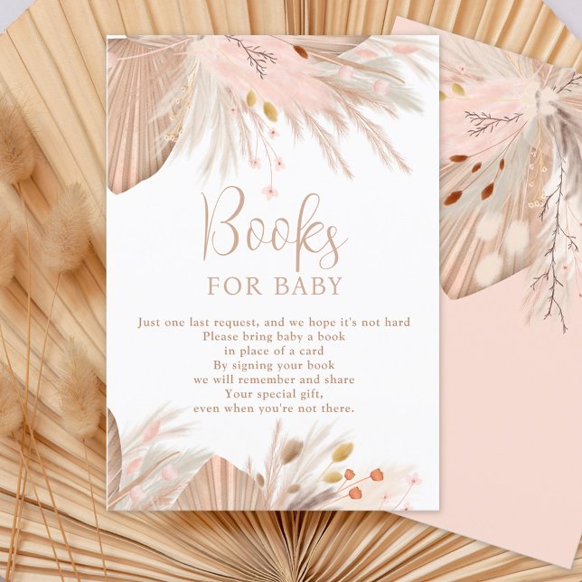 Boho pampas grass gender neutral bring a book enclosure card (Creator Uploaded)
