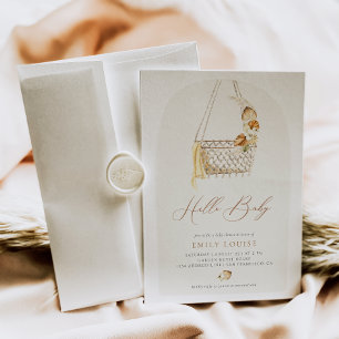 Boho Pampas Grass Gender Neutral Hello Baby Shower Invitation