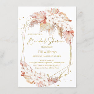Boho Pampas Grass Geometric Bridal Shower Invitati Invitation