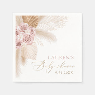Boho Pampas Grass Girl Baby Shower Napkin