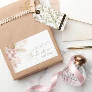 Boho Pampas Grass Girl Baby Shower Rectangular Sticker